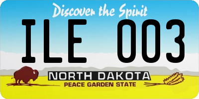ND license plate ILE003