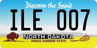 ND license plate ILE007