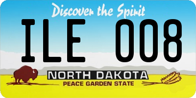 ND license plate ILE008