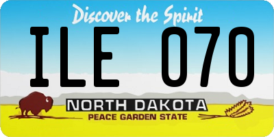 ND license plate ILE070