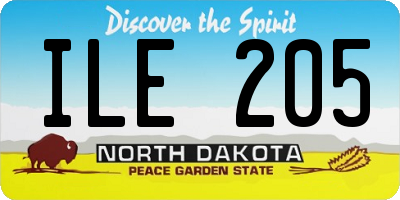 ND license plate ILE205