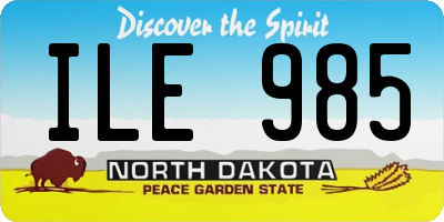 ND license plate ILE985