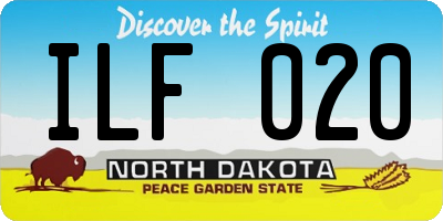ND license plate ILF020
