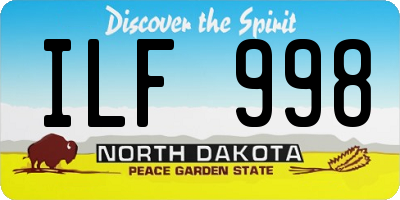 ND license plate ILF998