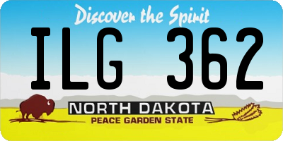 ND license plate ILG362