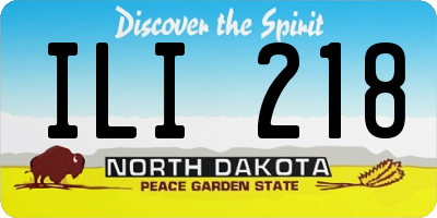 ND license plate ILI218