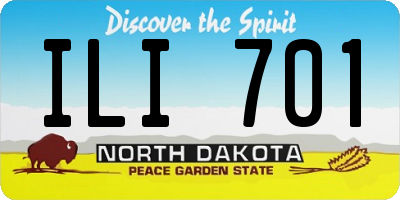 ND license plate ILI701