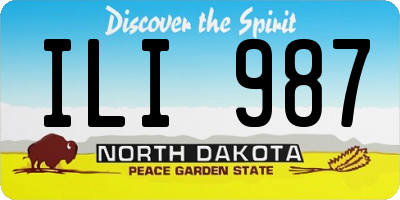 ND license plate ILI987