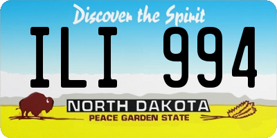 ND license plate ILI994