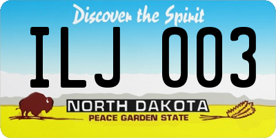 ND license plate ILJ003