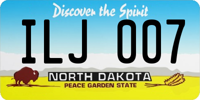 ND license plate ILJ007