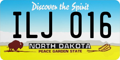 ND license plate ILJ016