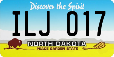 ND license plate ILJ017