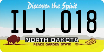 ND license plate ILJ018