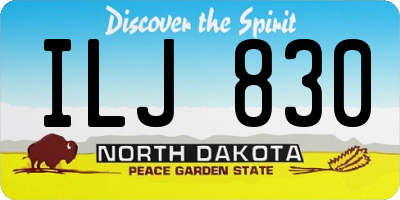 ND license plate ILJ830