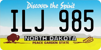 ND license plate ILJ985