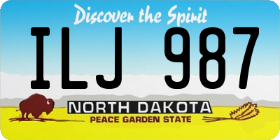 ND license plate ILJ987