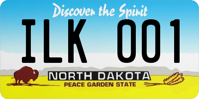 ND license plate ILK001