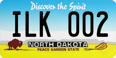 ND license plate ILK002