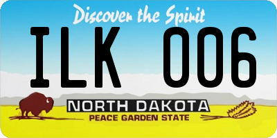 ND license plate ILK006