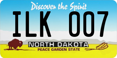 ND license plate ILK007