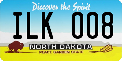 ND license plate ILK008