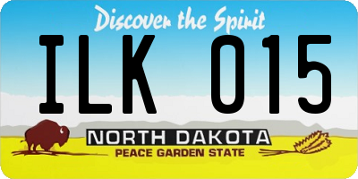 ND license plate ILK015
