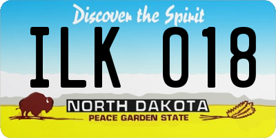 ND license plate ILK018