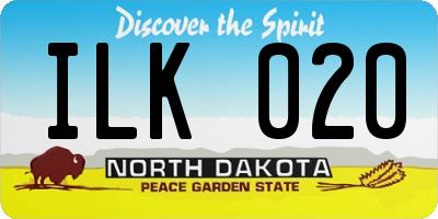 ND license plate ILK020