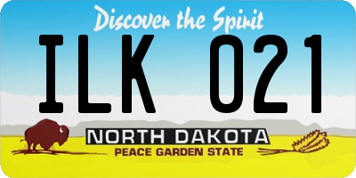 ND license plate ILK021
