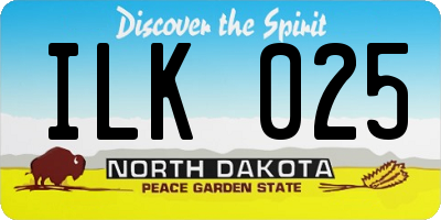ND license plate ILK025