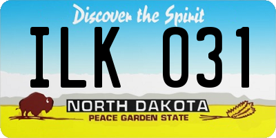 ND license plate ILK031