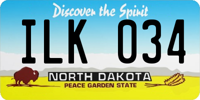 ND license plate ILK034
