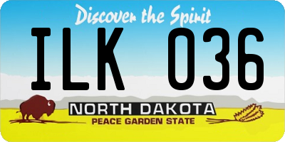 ND license plate ILK036