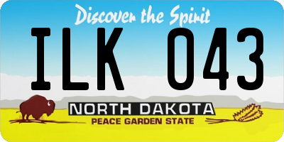 ND license plate ILK043
