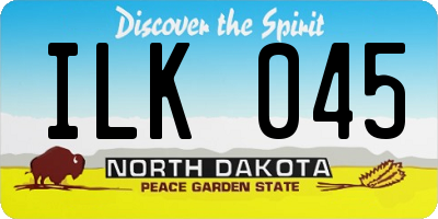 ND license plate ILK045