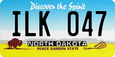 ND license plate ILK047