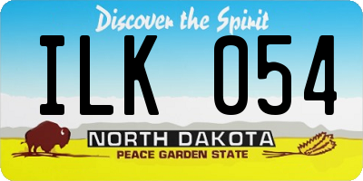 ND license plate ILK054