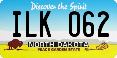 ND license plate ILK062