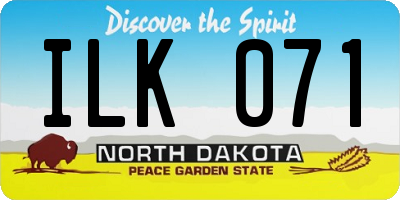 ND license plate ILK071