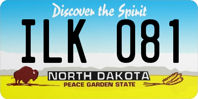 ND license plate ILK081