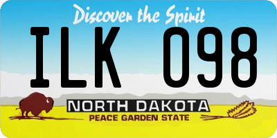 ND license plate ILK098