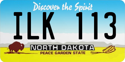 ND license plate ILK113