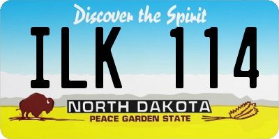 ND license plate ILK114