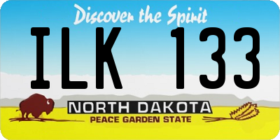 ND license plate ILK133
