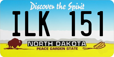 ND license plate ILK151