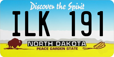 ND license plate ILK191