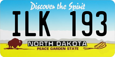 ND license plate ILK193
