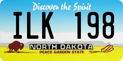ND license plate ILK198
