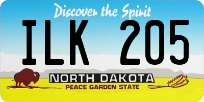 ND license plate ILK205